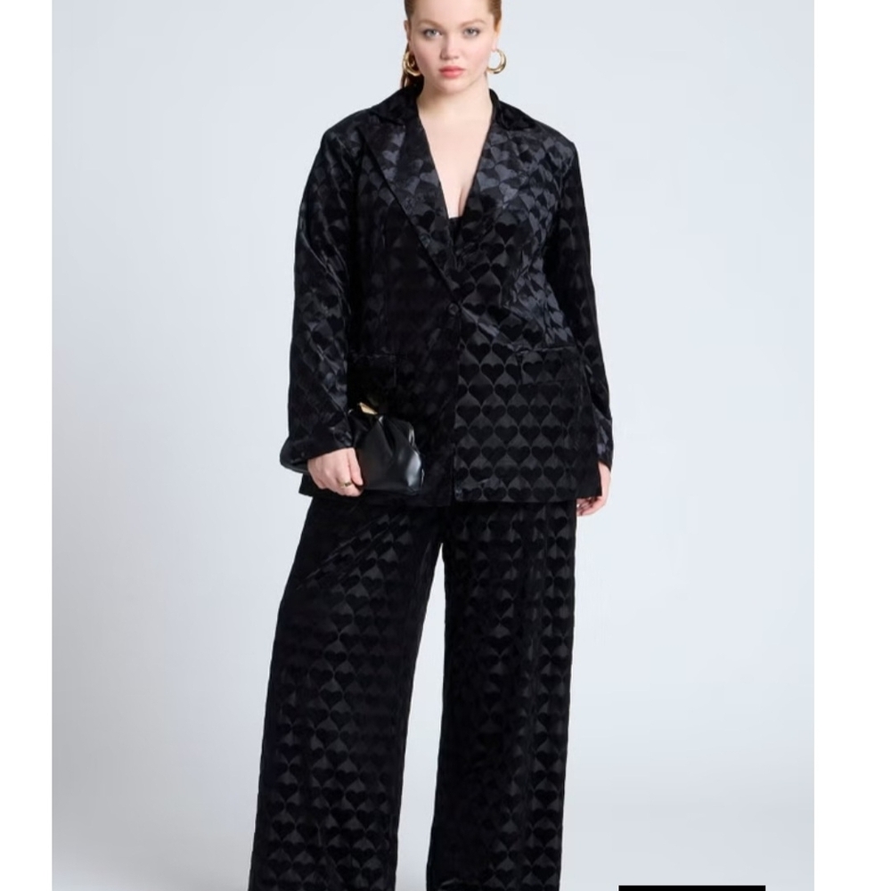 Eloquii Black Onyx Velvet Heart Patterned Suit